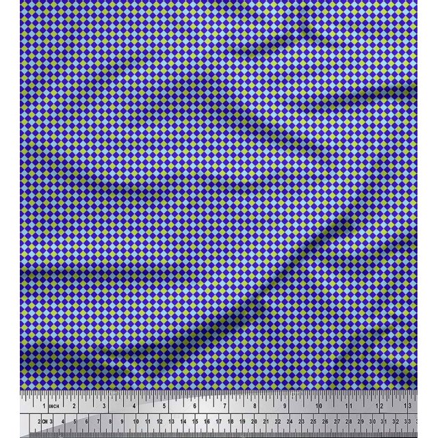 Soimoi Blue Rayon Fabric Diamond Geometric Decor Fabric Printed Yard 42 Inch Wide