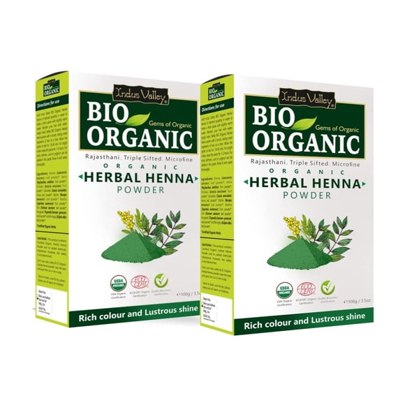 Indus Valley Bio Organic Herbal Henna Powder (100 g x Pack of 2)