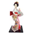thumbnail image 2 of 12" Japanese Geisha Collectible Figurine Lady Statuette for Home Table Shelf White and Pink, 2 of 8