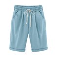 thumbnail image 1 of Timegard Shorts for Women Elastic Waisted Drawstring Solid Color Summer Casual Half Pants with Pockets, 1 of 3