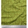 thumbnail image 1 of Soimoi Green polyester Crepe Fabric Leaves & Geometric Print Sewing Fabric Yard 42 Inch Wide, 1 of 5