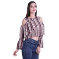 thumbnail image 3 of Moomaya Cold Shoulder Tops Shirts For Women Printed Casual Blouse Short Top, 3 of 4
