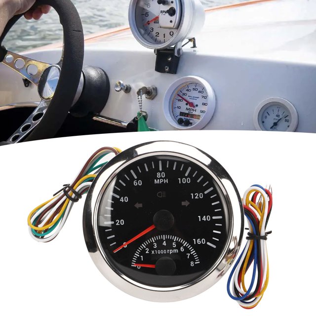 Compteur de Vitesse GPS avec Tachymètre 8000RPM IP67 Étanche 0-160 Mph Rétroéclairage Rouge pour Bateau VTT