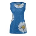thumbnail image 3 of Leutsin Hauts d'Été pour Femmes Col Rond Imprimé Marguerites Débardeur Sans Manches T-Shirts Blouse Graphique, 3 of 6