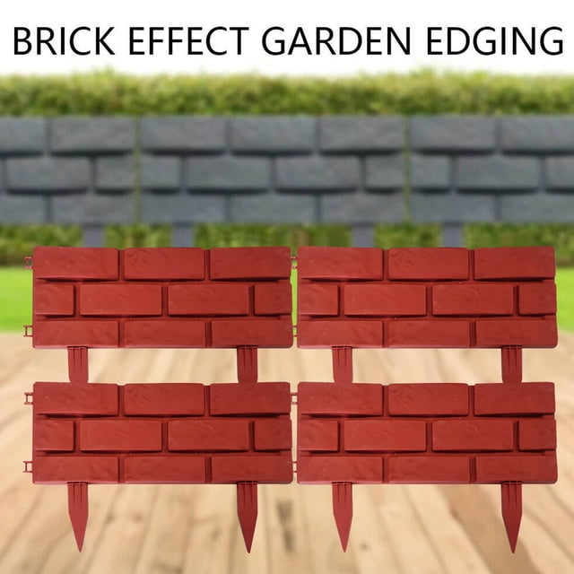 Dvkptbk A Holder 4Pcs Plastic Brick Effect Lawngarden Edging Fence Shrubpath Fencing Border Home Decor