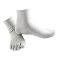 thumbnail image 2 of relayinert Soft Five Toe Socks Stretchable Cotton High Crew Socks Athletic Solid Socks Grey 1Set, 2 of 6