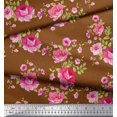 thumbnail image 2 of Soimoi Tissu Poly Georgette Feuilles, Roses et Pivoines Imprimés Floraux au Mètre 42 Pouces de Large, 2 of 3