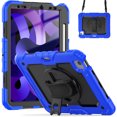 thumbnail image 2 of XYX For iPad Air 5th/4th Generation 10.9 inch 2022/2020 Case, 360 Rotating Shockproof Cover with Stand, Screen Protector, Shoulder Strap, Blue, 2 of 7