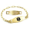 thumbnail image 1 of MedicEngraved Yellow Gold Stainless Steel Custom Medical Alert Bracelet - 4mm Paperclip Link, 1 of 7