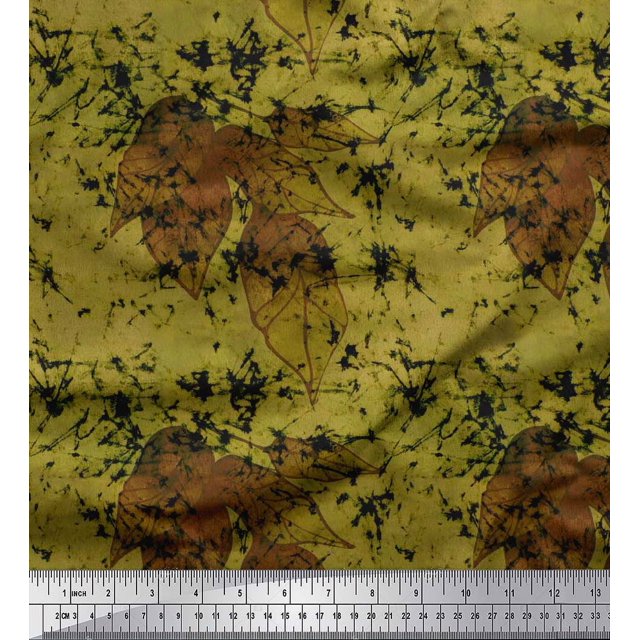 Soimoi Cotton Poplin Fabric Leaves & Texture Decor Fabric Printed Yard 42 Inch Wide
