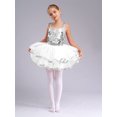 thumbnail image 3 of Hansber Robe Tutu de Danse pour Filles Enfants Paillettes Jazz Fête Robe de Danse Costume de Performance sur Scène Argent 12, 3 of 7