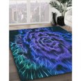 thumbnail image 3 of Ahgly Company Tapis Rond Lavable en Machine Intérieur Denim Bleu Foncé, 6 Pieds Rond, 3 of 7
