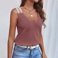 thumbnail image 4 of Birdeem Mode Femmes Décontracté Col en V Sans Manches Dentelle T-Shirt Uni Blouse, 4 of 12
