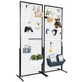 thumbnail image 1 of SKYSHALO 2' x 5.6' Grid Wall Panels Tower, 2 Packs Wire Gridwall Display Racks with T-Base Floorstanding, Double Side Gridwall Panels for Art Craft Shows, Retail Display with Extra Clips and Hooks, 1 of 9