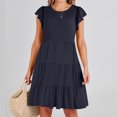 thumbnail image 1 of Robes pour Femmes 2024 Été Robe Ample Unie à Manches Courtes Rabais de 50 % Liquidation!, 1 of 9