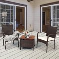 thumbnail image 3 of Costway Ensemble de Meubles de Patio en Rotin 3 Pcs Table d'Appoint en Bois Chaise Empilable, 3 of 10