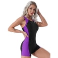 thumbnail image 4 of Miaeowve One-piece Swimsuit Back Straps Cross Tummy Control Swimwear Rash Guard Athletic Wetsuit Bathing Suit Purple 3XL, 4 of 7
