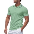 thumbnail image 2 of Weiqiqre Men Shirts Short Sleeve Button Down Shirts Classic Stripe Golf Polo Collared Work Shirts, 2 of 9