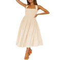 thumbnail image 3 of Robe Maxi Plissée d'Été pour Femme, Col Licou, Sans Manches, Robe Soleil, Dos Croisé, Fluide, Maxi Longue, 3 of 6