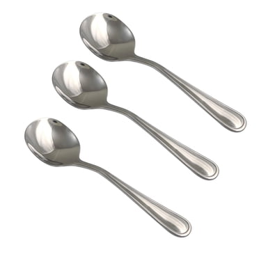 Cuillère à soupe en acier inoxydable pour adulte Mainstays Fleetline, 3 pièces, argent