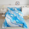 thumbnail image 3 of YST 7 Pcs Comforter Set Twin Size, Blue Marble Bed In A Bag With Flat Sheet And Fitted Sheet For Teens Adults, Stone Pattern Modern Golden Glitter Bedding Set With Pillowcases & Shams, 3 of 5