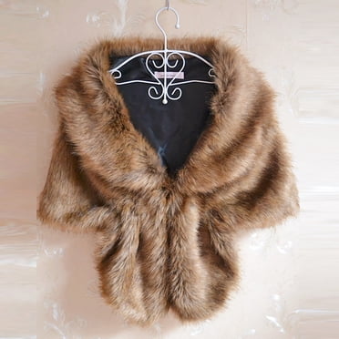 Elegant Faux Fur Shawl Wrap Stole Shrug Winter Bridal Wedding Shrug Scarf Wrap Dress Shawls for Women formal Shawls and Wraps for Evening Dresses 2023 Winter Shawl Wraps For Women On Clearance