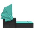 thumbnail image 3 of vidaXL Double Sun Lounger with Canopy and Cushions Black Poly Rattan, 3 of 5