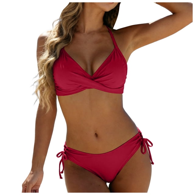 Yammkia Tankini Swimsuits for Women Women's Tankini Sets Two Piece Swimsuit Scoop Neck Ruched Adjustable Straps Drawstring Mid Rise(Wine,M)