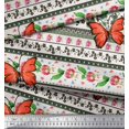 thumbnail image 3 of Soimoi Green Polyester Crepe Fabric Floral & Insect Patchwork Printed Craft Fabric by The Yard 42 Inch Wide, 3 of 3