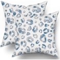 thumbnail image 1 of Blue Leopard Print Pillow Covers 16X16 Inch Light Blue Gray Watercolor Cheetah Decorative Pillow Cases Animal Square Throw Pillow Case Set of 2 Home Decor For Sofa Living Room Bedroom Bed Cushion, 1 of 5