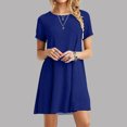 thumbnail image 1 of Meichang Robes d'Été pour Femmes 2024 Robe T-Shirt Midi Décontractée à Manches Courtes Robes Évasées Unies à Col Rond Robe de Vacances Robes Boho de Plage, 1 of 3