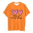 thumbnail image 4 of LUOGENLI T-Shirt pour Filles Enfants Mode Décontractée Imprimé Col Rond Ample Manches Courtes T-Shirt Haut Longues Chemises pour Filles Tendance Été Orange 3-4 Ans, 4 of 4