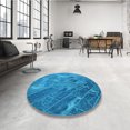 thumbnail image 4 of Ahgly Company Tapis d'Intérieur Ronds Transitionnels Bleus Lavables à la Machine, 7 Pieds Rond, 4 of 7