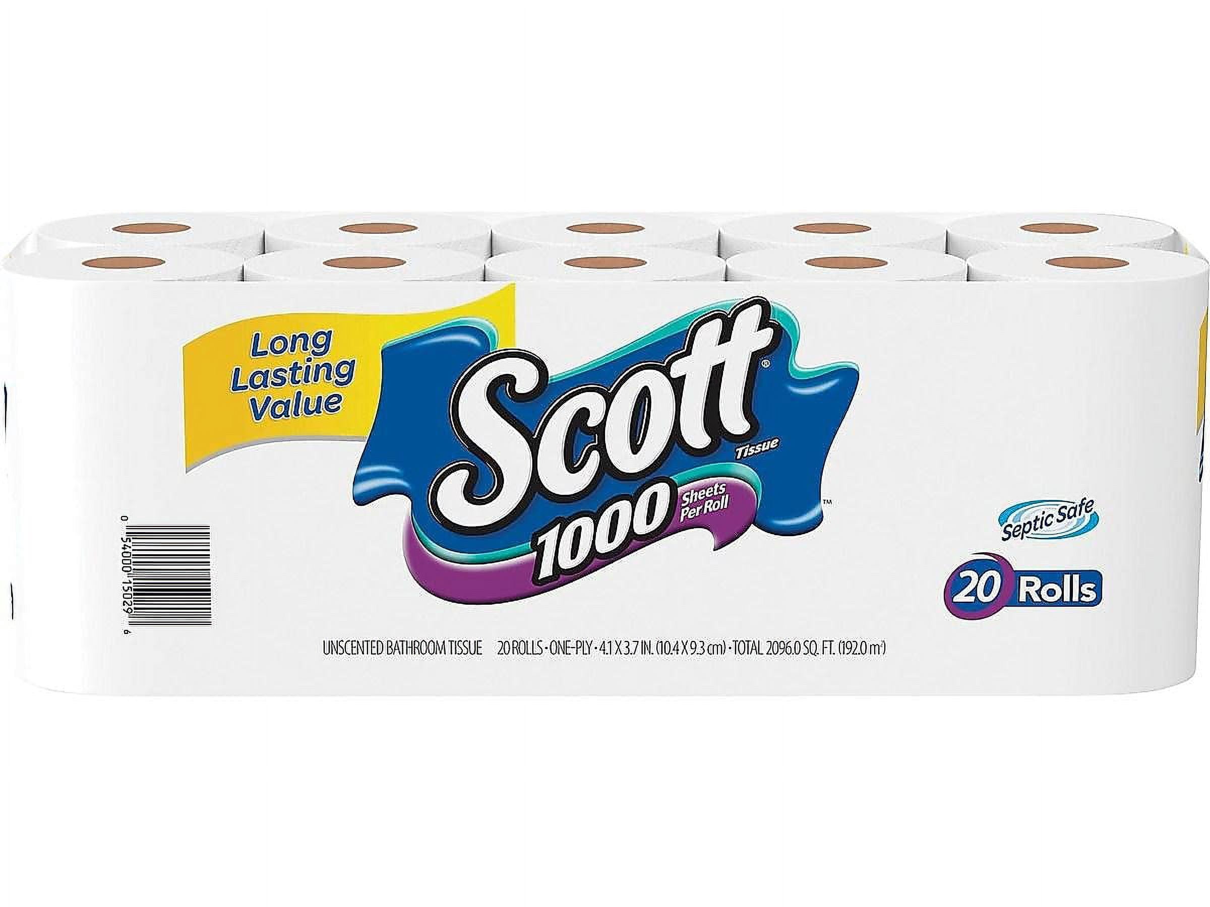 Scott 1000 Sheets Per Roll Toilet Paper, Bath Tissue, 20-Rolls