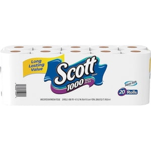 Scott 1000 Sheets Per Roll Toilet Paper, Bath Tissue, 20-Rolls