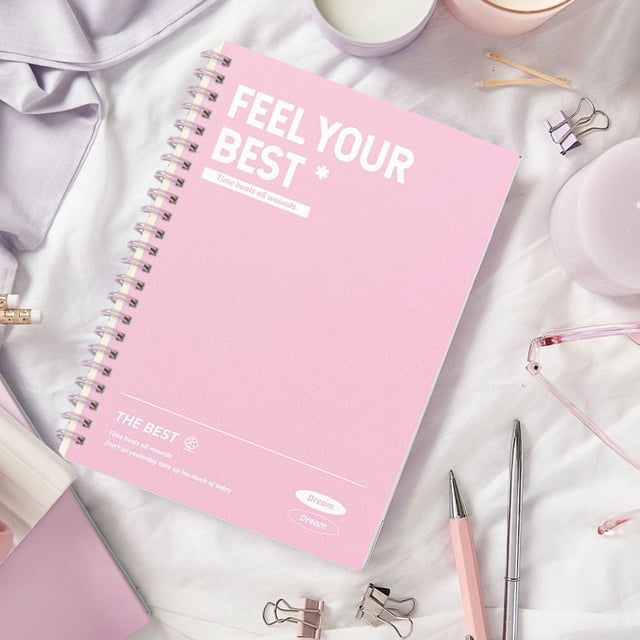 Tyidzon A5 Horizontal Thickened Coil Notebook Excerpt Colorful Plastic Cover Student Notebook Quality Writing Paper No Additive, Back to School Supplies