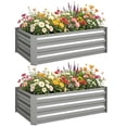 thumbnail image 1 of Outsunny Set of 2 Raised Garden Beds, Galvanized Planter Box, Light Grey, 1 of 10