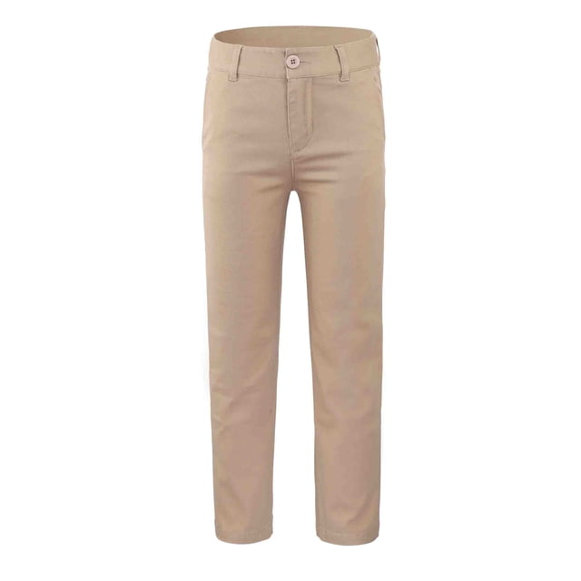 Bienzoe Pantalon d'Uniforme Scolaire pour Fille en Coton Extensible à Taille Ajustable Kaki 7