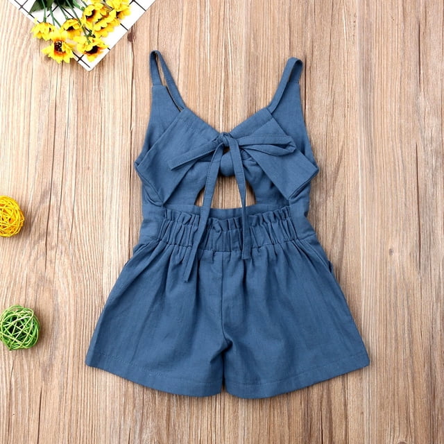 Combinaison Courte d'Été Sans Manches et Dos Nu pour Tout-Petits, Enfants, Bébés Filles, Barboteuse, Tenue, Vêtements