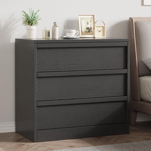3 Drawer Nightstand for Bedroom, 30in Tall Small End Side Table with Large Storage & Anti-Tip Design, Modern Bedside Table Organizer for Living Room, Entryway - Black