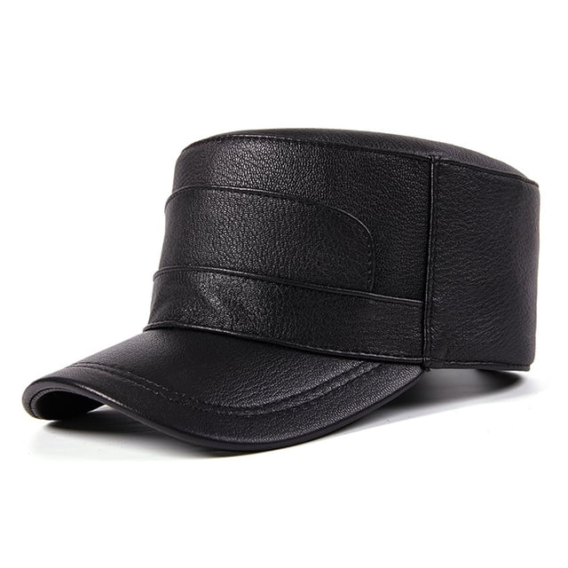 Men Cowhide Hat Winter Warm Outdoor Protect Ear Real Leather Adjustable Baseball Cap ,Fashion
