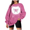 thumbnail image 1 of Penkiiy Chandail pour Femmes Mode Femmes Été Ample Imprimé T-Shirt à Col Rond Manches Longues Blouse Décontractée Rose Vêtements Y2K, 1 of 3