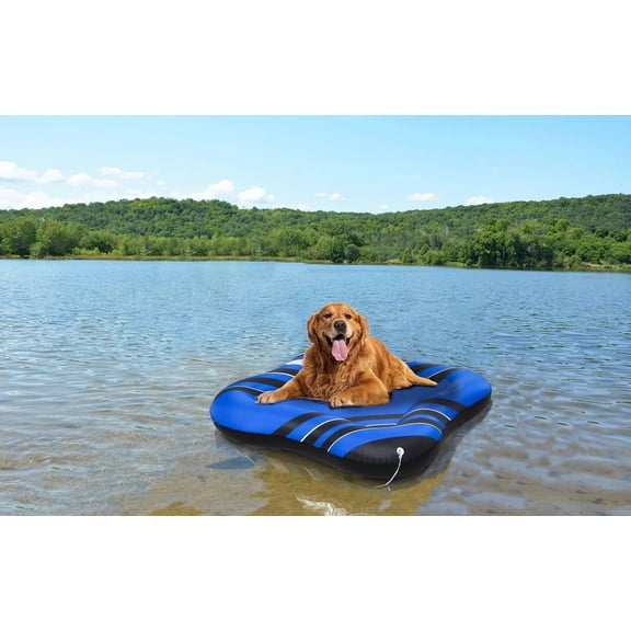 Lit flottant gonflable pour animale compagnie en forme d’os pour lac Ozark Trail, 42,5 po x 42,5 po x 7,87 po / 108 cm x 108 cm x 20 cm