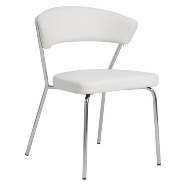 Brika Home Chaise d'Appoint Empilable en Simili Cuir en Blanc