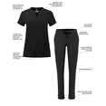 thumbnail image 3 of Adar Addition Go-Higher Scrub Set For Women - Notched V-Neck Scrub Top & Skinny Cargo Scrub Pants, 3 of 7
