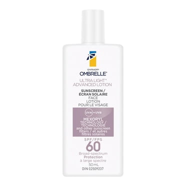Garnier Ombrelle Écran solaire Ultra Light Advanced Lotion FPS 60, pour les peaux sensibles, absorption rapide, très haute protection UVA/UVB à large spectre, résistant à l'eau, hypoallergénique, 50 m