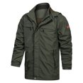 thumbnail image 1 of LSLJS Manteaux Chauds pour Hommes d'Hiver Doublés de Velours, Couleur Unie, avec Fermeture Éclair et Poches (Vert Armée, TTTTG), 1 of 8