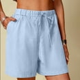 thumbnail image 2 of VEKDONE Women's Cotton Linen Shorts Summer Loose Fit Plus Size Lounge Pants Elastic High Waisted Drawstring Pant with Pockets Solid Color Comfy Beach Pant, 2 of 8