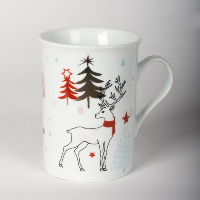Ensemble de 12 Tasses en Porcelaine Renne dans la Forêt