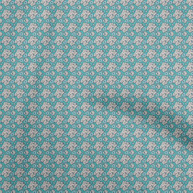 oneOone Rayon Aqua Blue Fabric Retro Map Fabric For Sewing Printed Craft Fabric By The Yard 56 Inch Wide